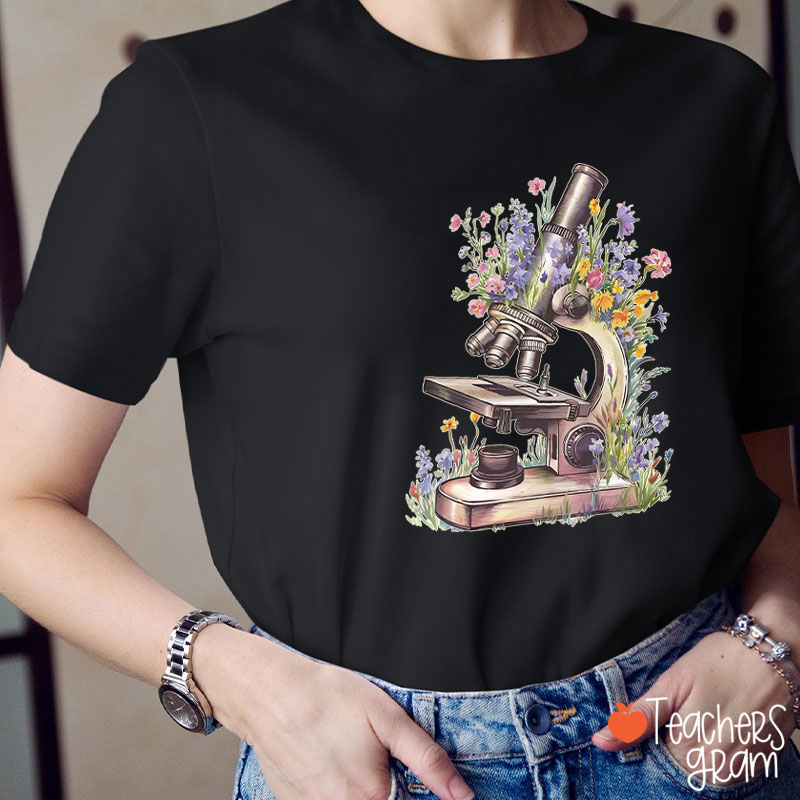 Floral Microscope Nurse T-Shirt