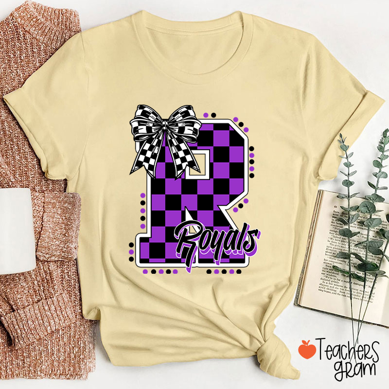 Personalized Mascot Checkered Print Teacher T-Shirt