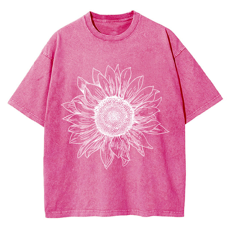 Floral Sunflower Teacher Washed T-Shirt