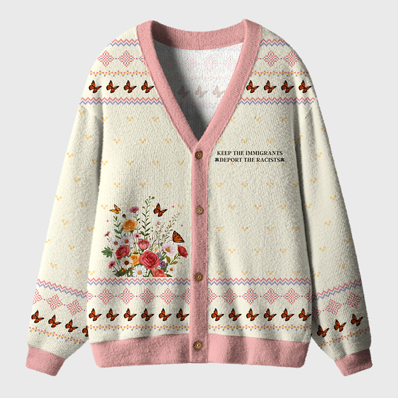 Keep The Immigrants Deport The Racists Teacher Ugly Cardigan Sweaters