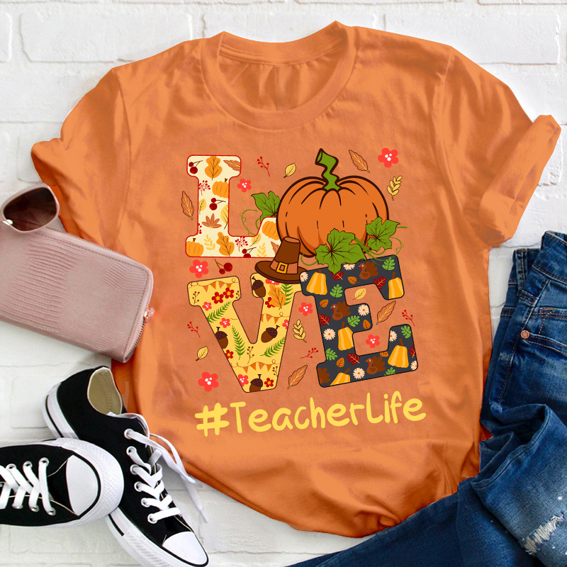 Love Autumn Love Teacherlife Teacher T-Shirt