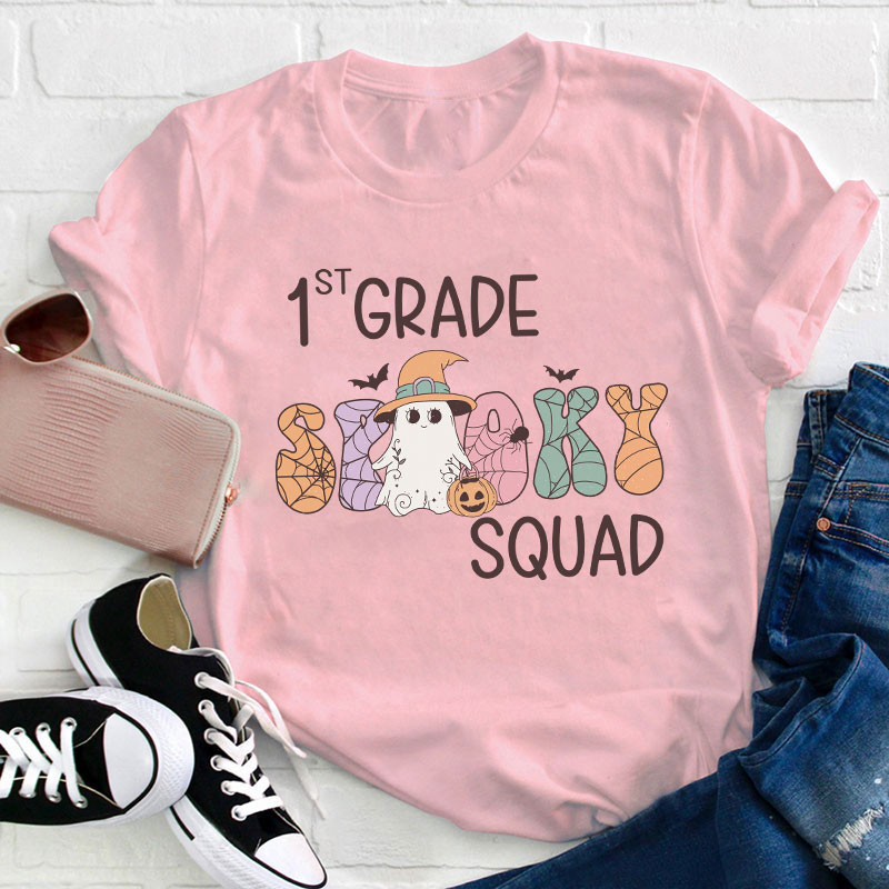 Personalized Grade Spooky Squad Teacher T-Shirt