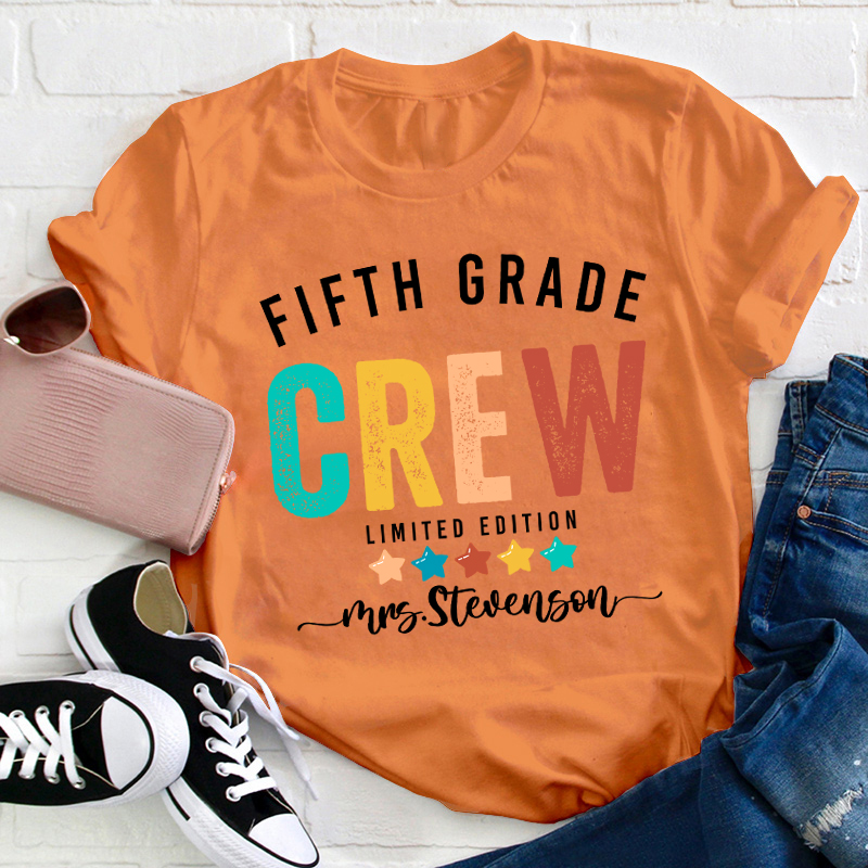 Personalized Colorful Stars Teacher T-Shirt