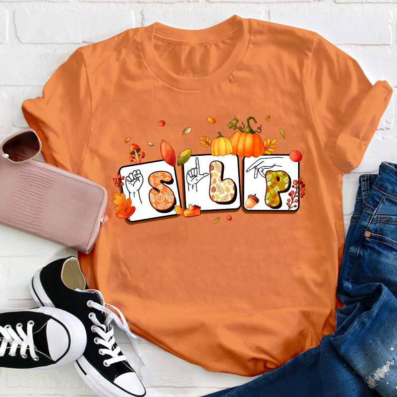 Fall Pumkin Slp Teacher T-Shirt