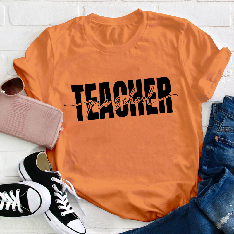 Personalized Simple Style Black Letters Teacher T-Shirt