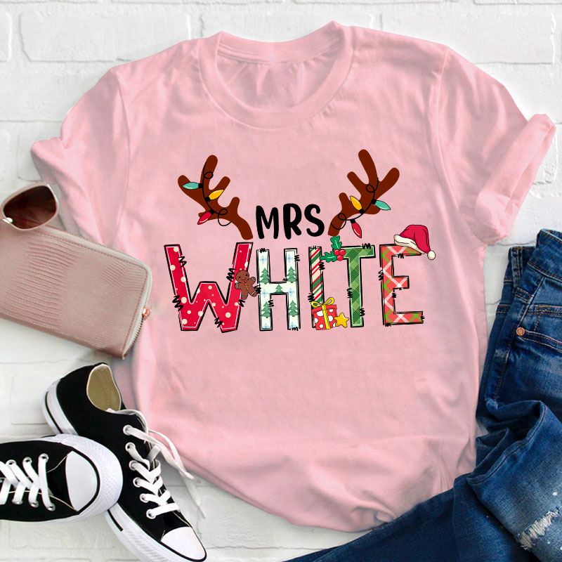 Personalized Santa's Favorite Christmas Teacher T-Shirt
