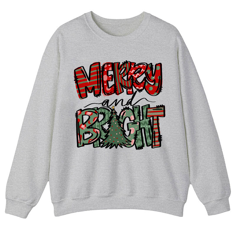 Merry And Bright Christmas Teacher Sweatshirt