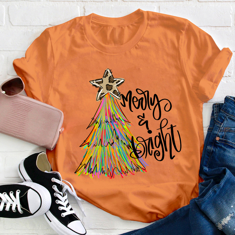 Merry And Bright Teacher T-Shirt