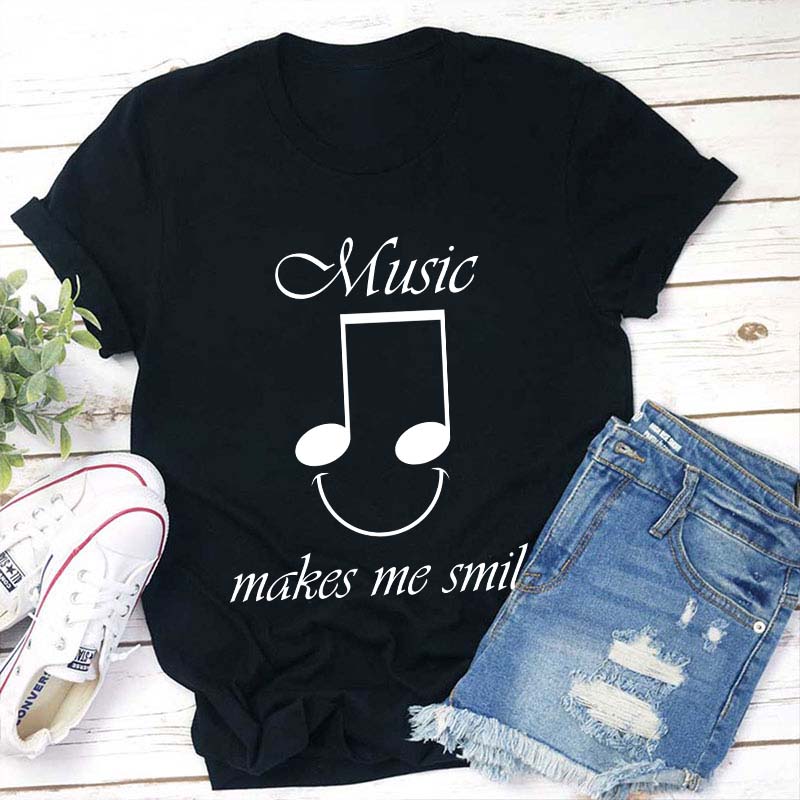 Music Makes Me Smile Teacher T-Shirt