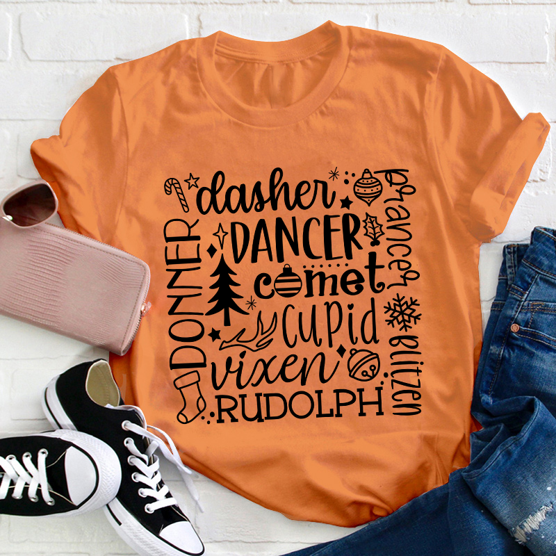 Dancer Cupid Rudolph Teacher T-Shirt