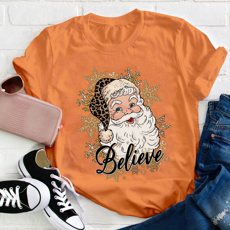 Ho Ho Ho Believe Christmas Teacher T-Shirt