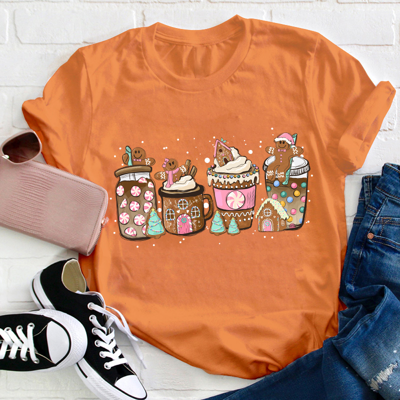 Gingerbread Christmas Coffee Christmas Teacher T-Shirt