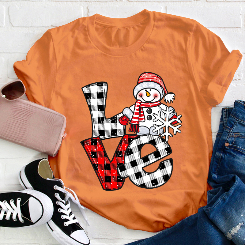 Love Cute Snowman Teacher T-Shirt