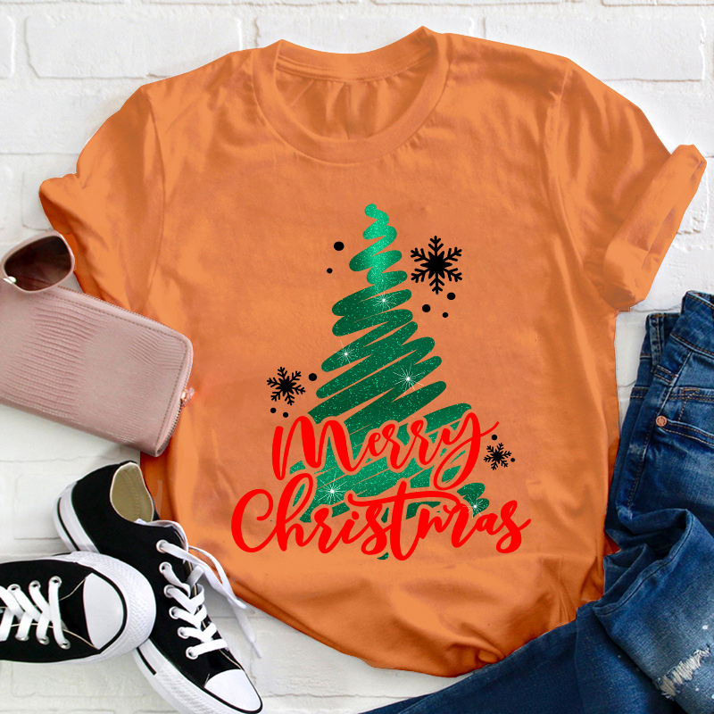Sparkling Christmas Tree Teacher T-Shirt