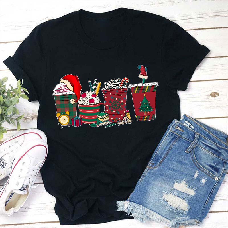 Cute Christmas Coffee Teacher T-Shirt