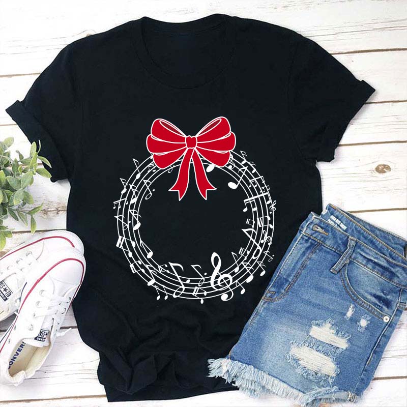 Music Wreath Christmas Teacher T-Shirt