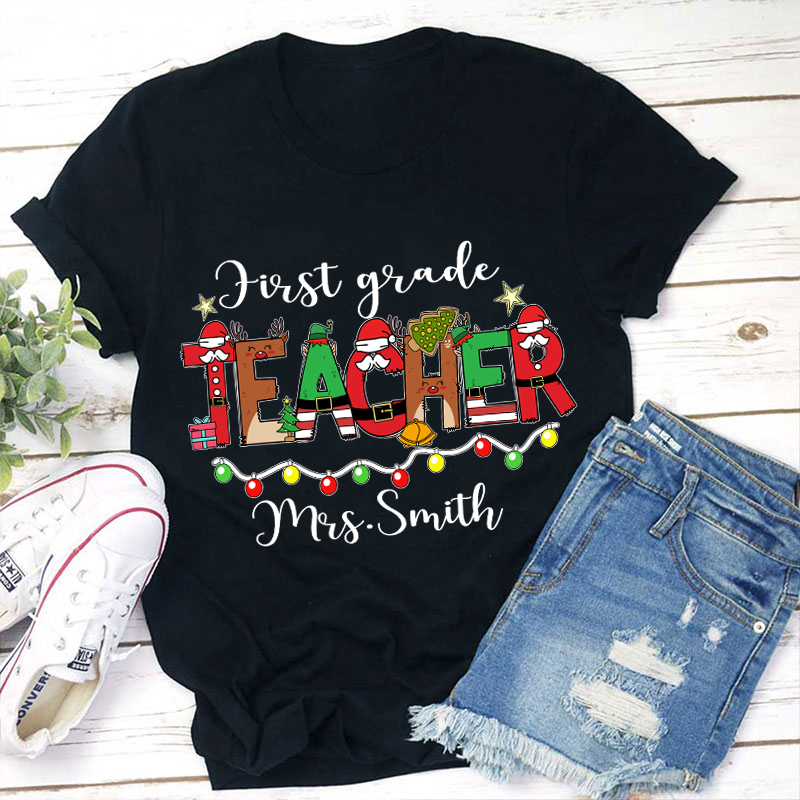 Personalized Christmas Teacher T-Shirt