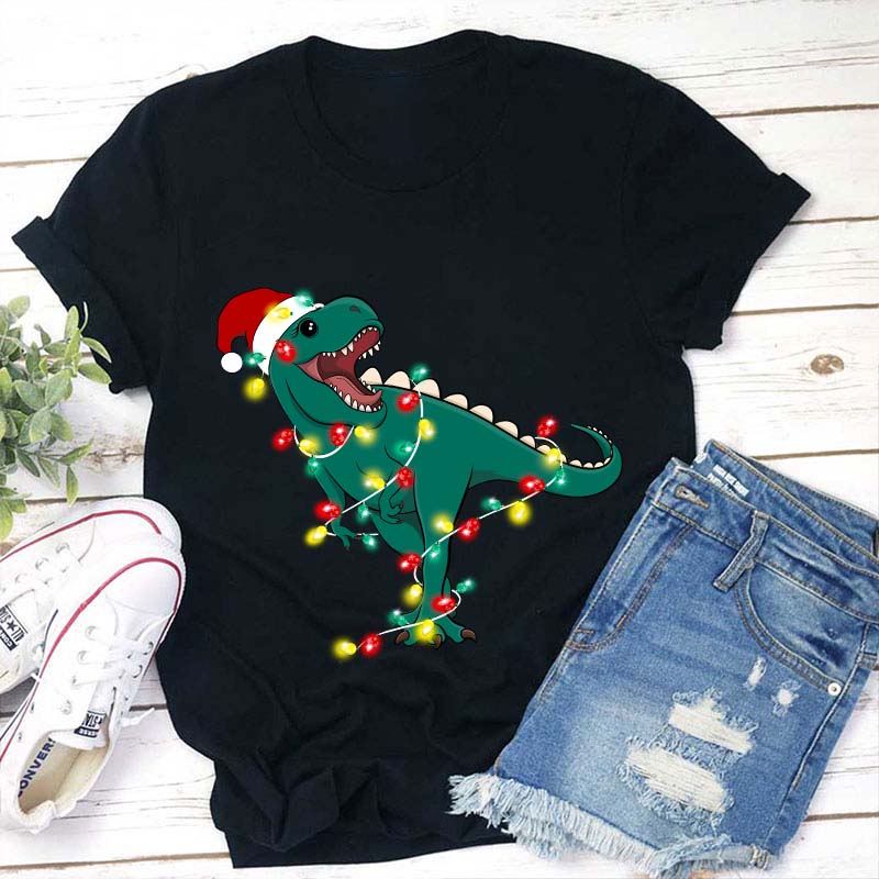 Cute Dino Christmas Teacher T-Shirt
