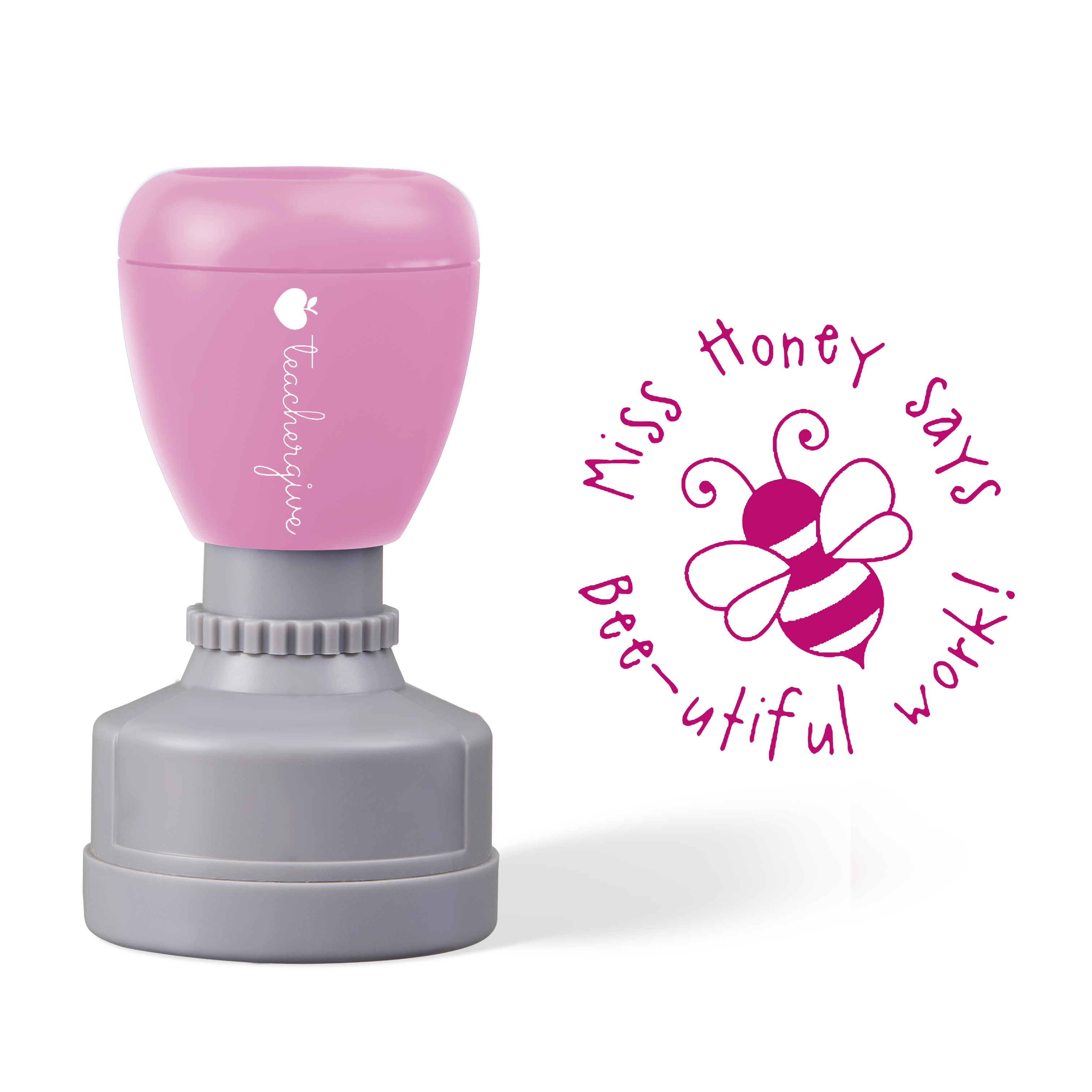 Personalized Says Bee-Autiful Work Teacher Stamp