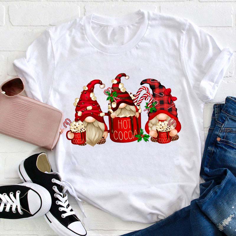 Hot Cocoa Gnomes Christmas Teacher T-Shirt