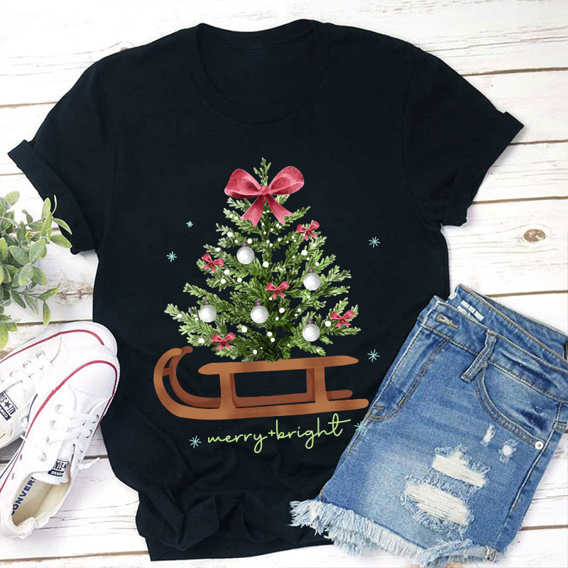 Merry And Bright Teacher T-Shirt