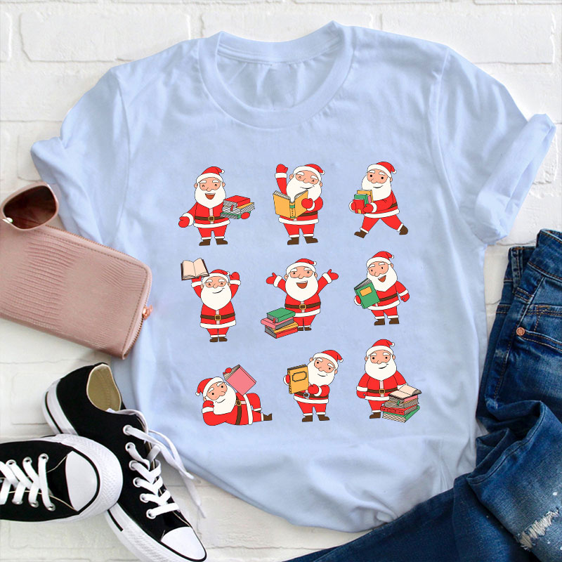 Reading Santa Claus Teacher T-Shirt