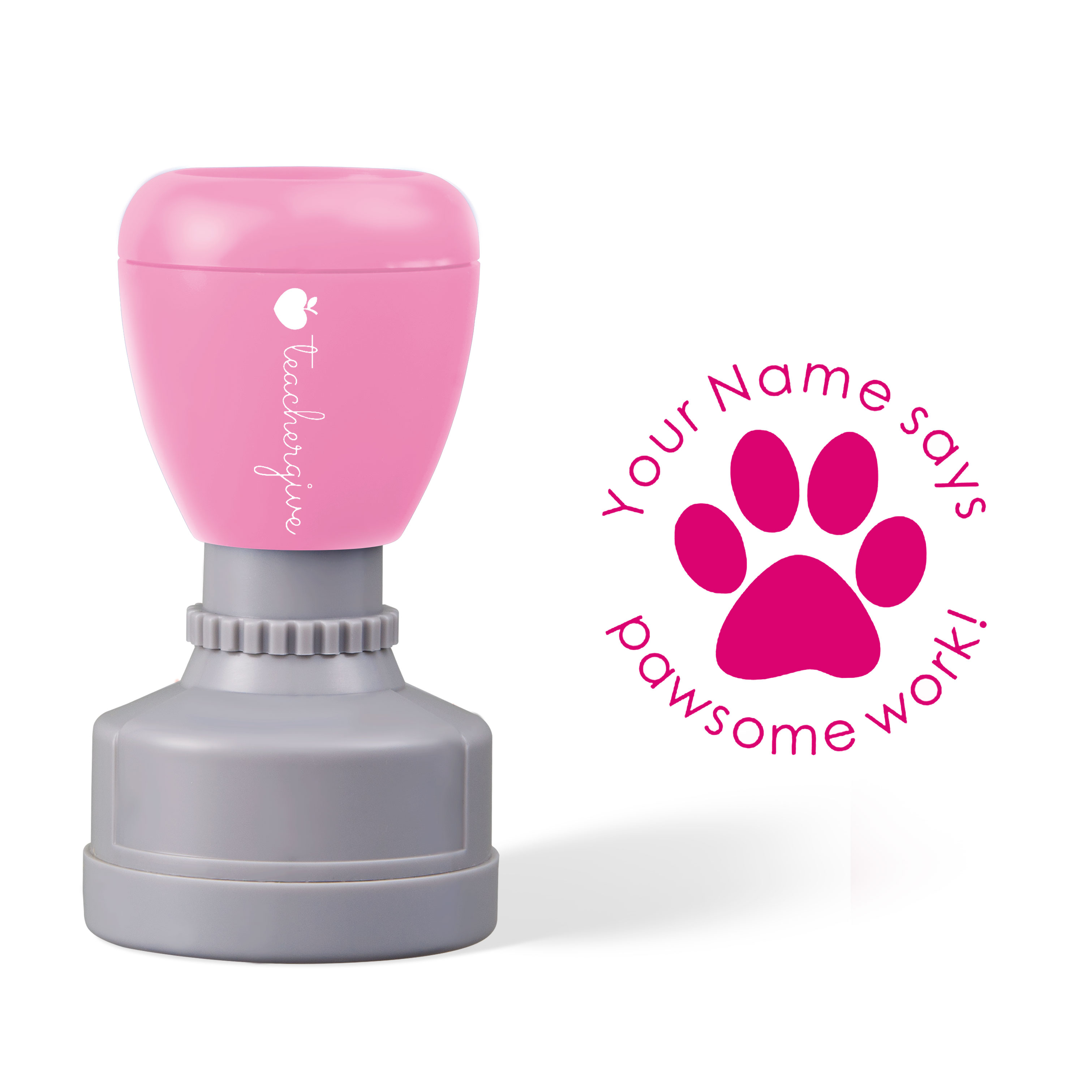 Personalized Pawsome Work Teacher Stamp