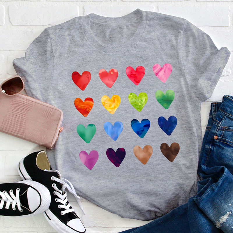 Colorful Love Combination Teacher T-Shirt