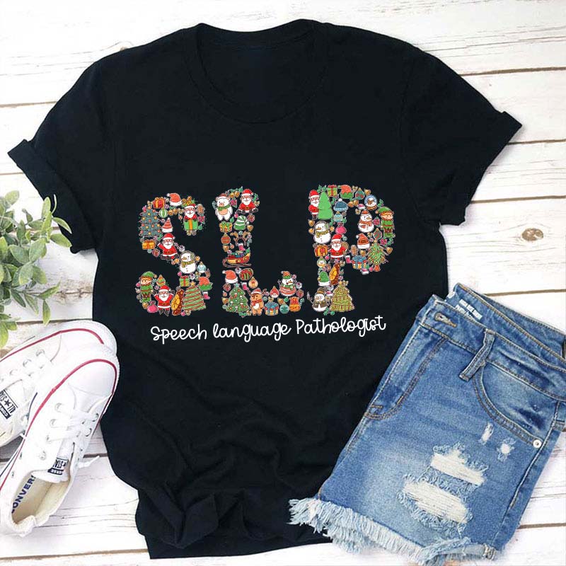Speech Language Pathologist Christmas Element Teacher T-Shirt
