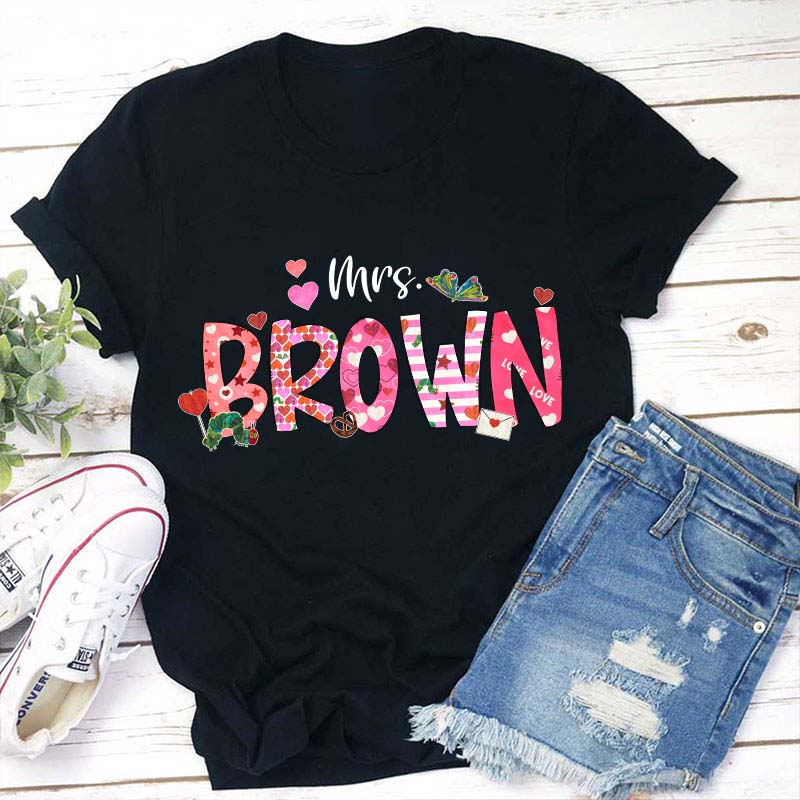 Personalized You Makes My Heart Flutter Butterfly Teacher T-Shirt