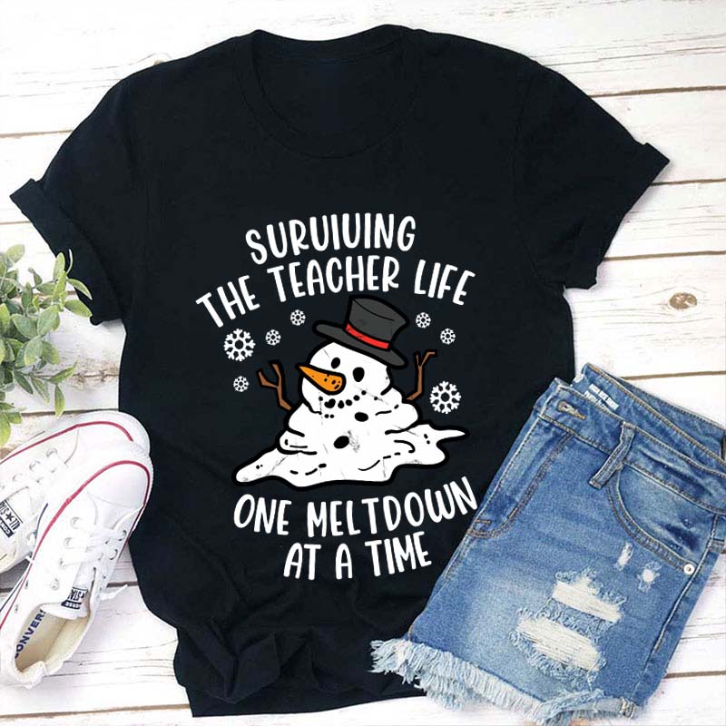 Personalized Surviving The Teacher Life One Meltdown At A Time Teacher T-Shirt