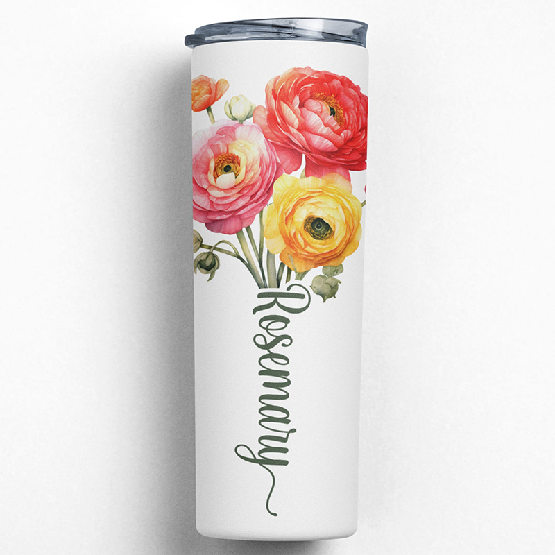 Personalized Name Birth Flower Teacher Tumbler
