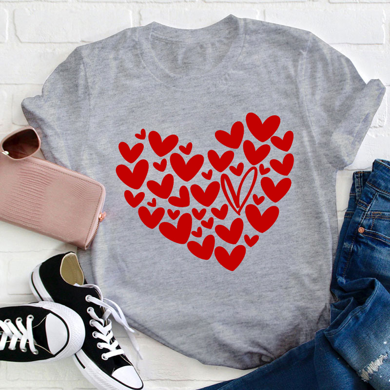 Red Heart Of Hearts Teacher T-Shirt