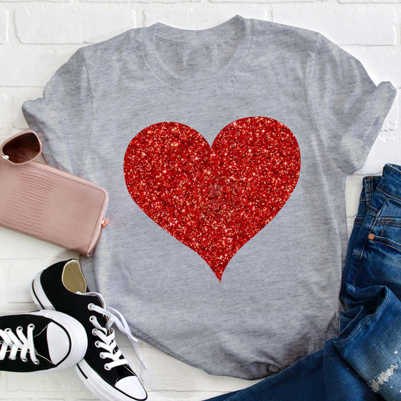 Glitter Heart Teacher T-Shirt