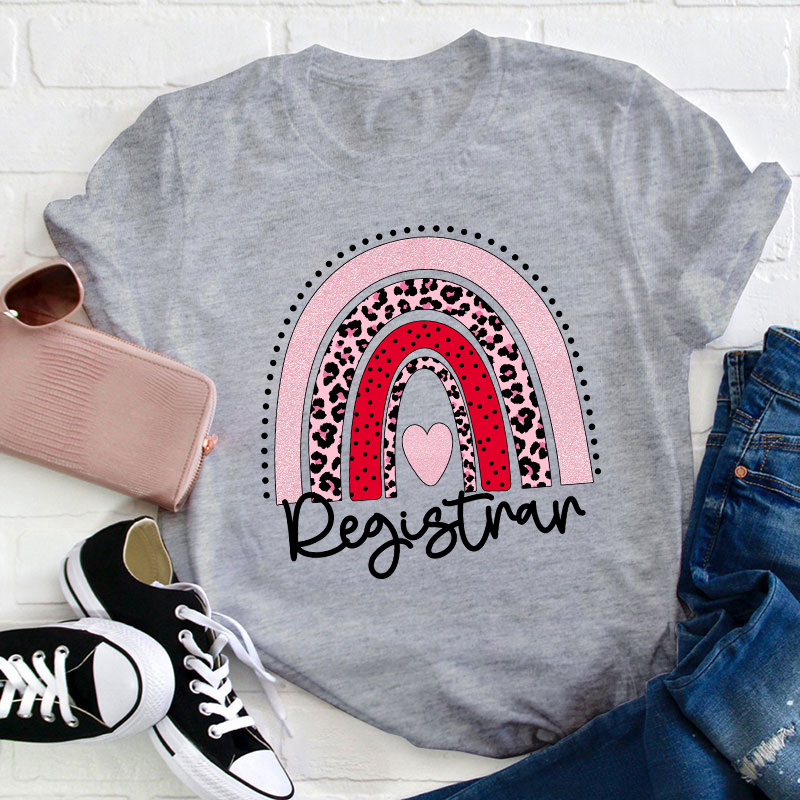 Personalized Pink Rainbow Teacher T-Shirt