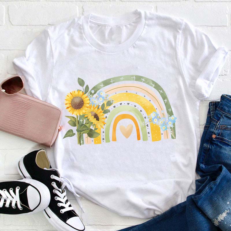 Sunflower Rainbow Teacher T-Shirt