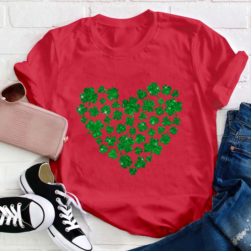 Heart Shamrock Teacher T-Shirt
