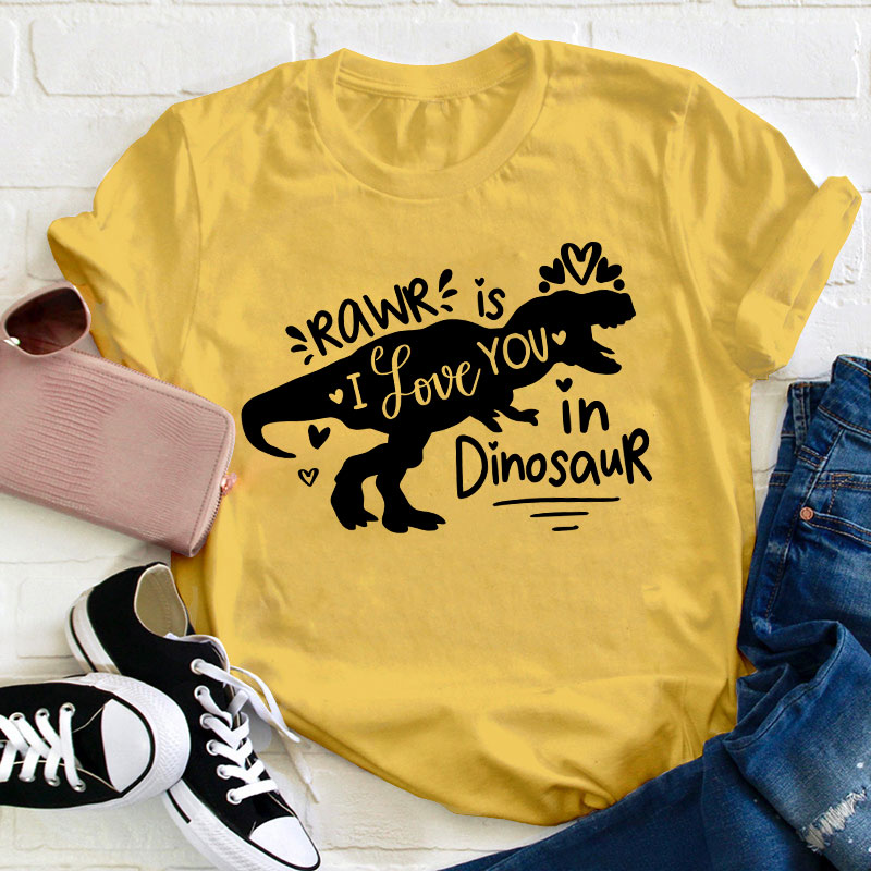 Rawr Is I Love You In Dinosaur Teacher T-Shirt