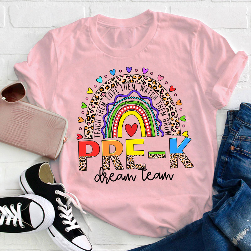 Personalized Grade Leopard Rainbow Teacher T-Shirt