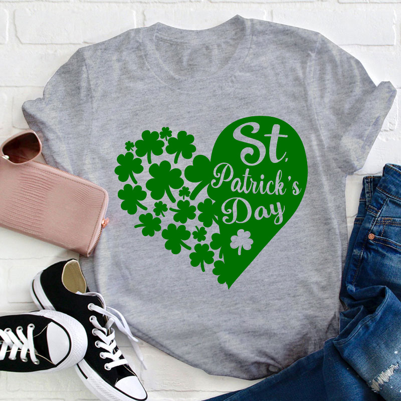 Shamrock With Heart Teacher T-Shirt