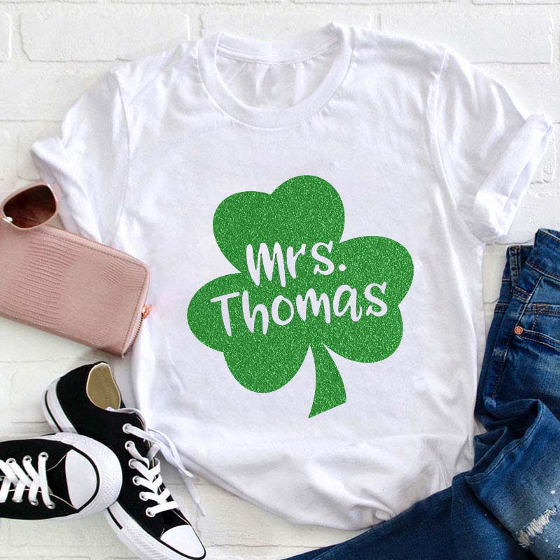 Personalized Name Lucky Shamrock Teacher T-Shirt