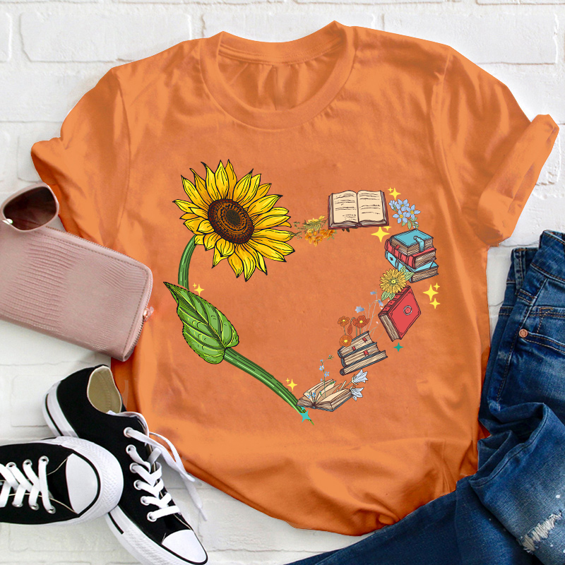 Book Heart Teacher T-Shirt