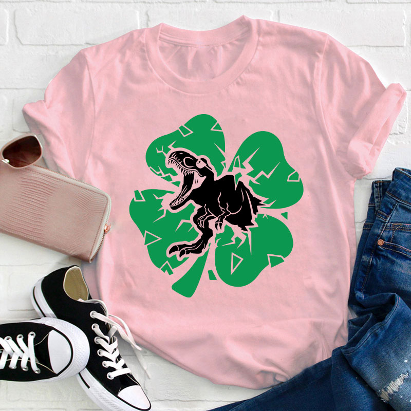 Dinosaur St Patricks Day Teacher T-Shirt