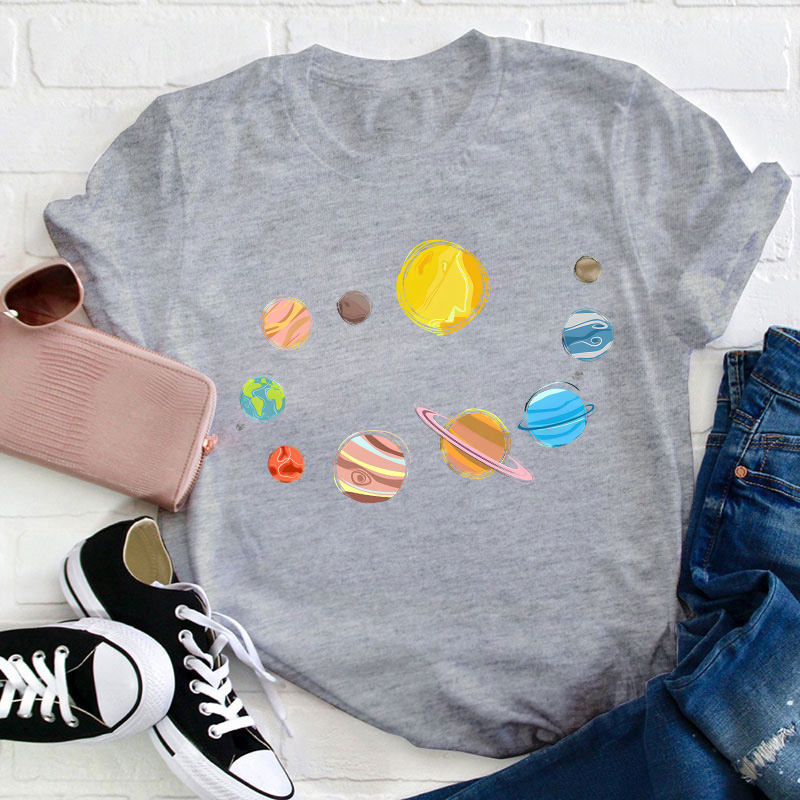 Planets in Solar System Teacher T-Shirt