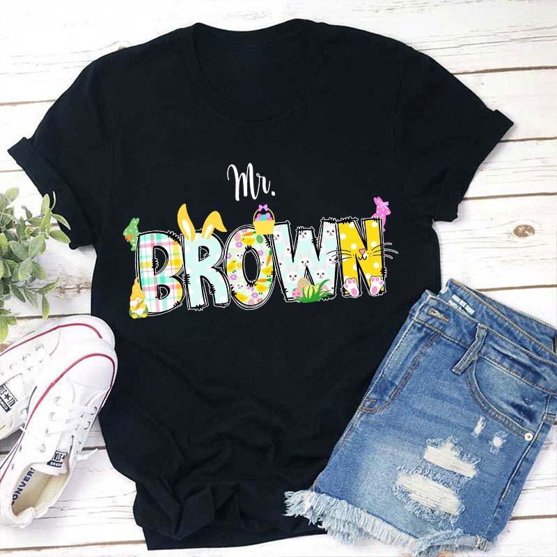 Personalized Bunny Teacher T-Shirt