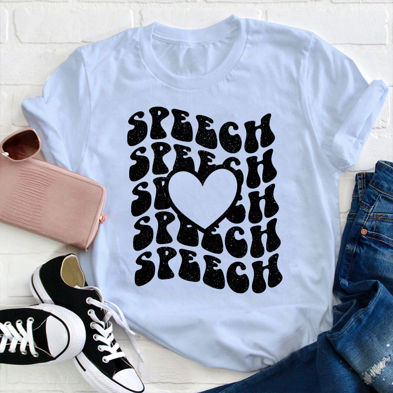 Speech Speech Love Heart Teacher T-Shirt