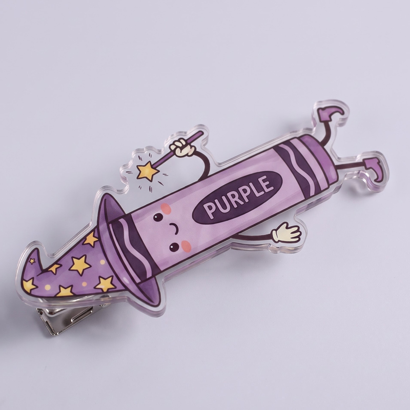 Cute Wizard Crayon With Magic Wand Teacher Acrylic Duckbill Hair Clips