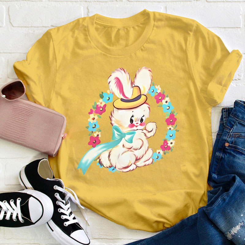 Cute Retro Easter Bunny Teacher T-Shirt