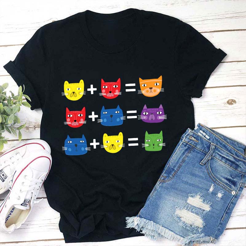 Cat Themed Color Theory Teacher T-Shirt
