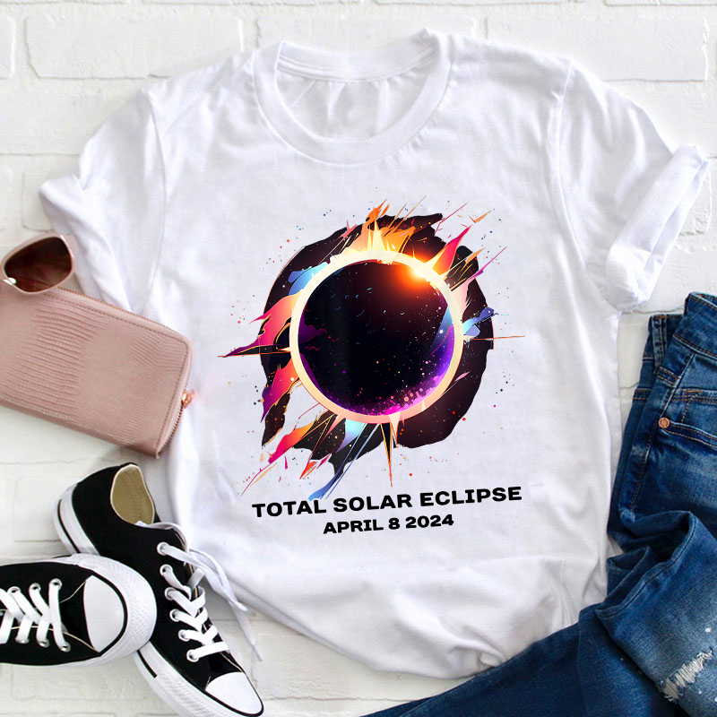 April 8 2024 Total Solar Eclipse Teacher T-Shirt